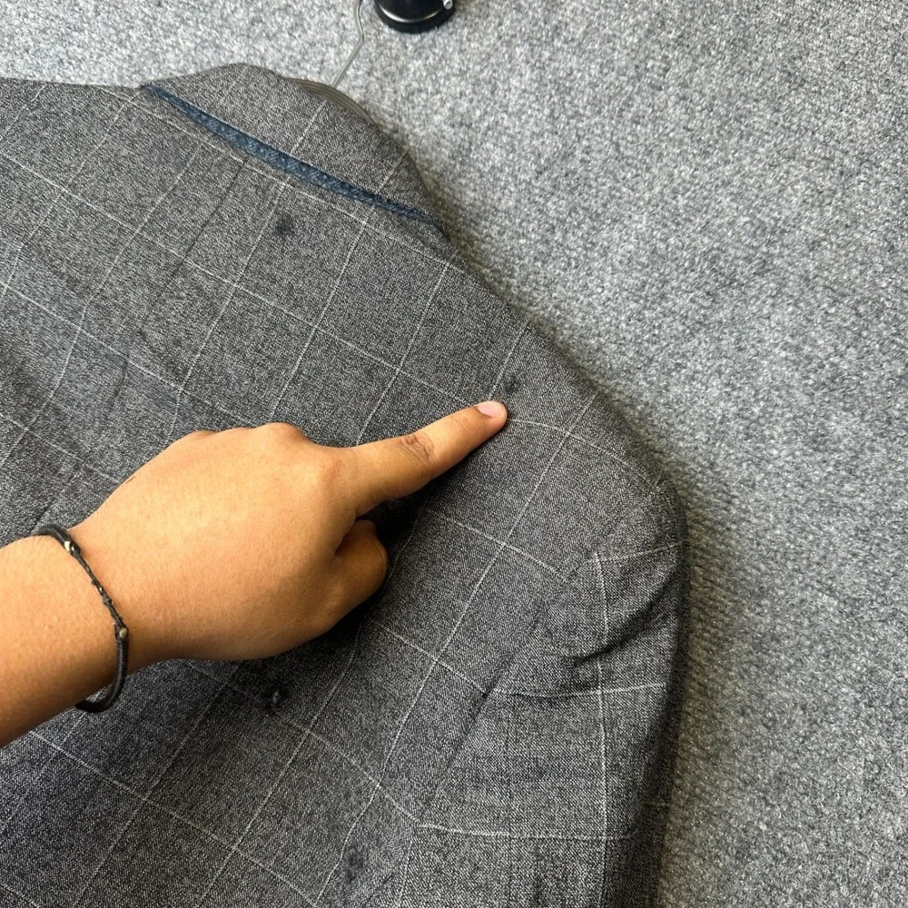 Banana Republic Blazer Mens 38S Gray Windowpane Wool Marzotto Italian Fabric
